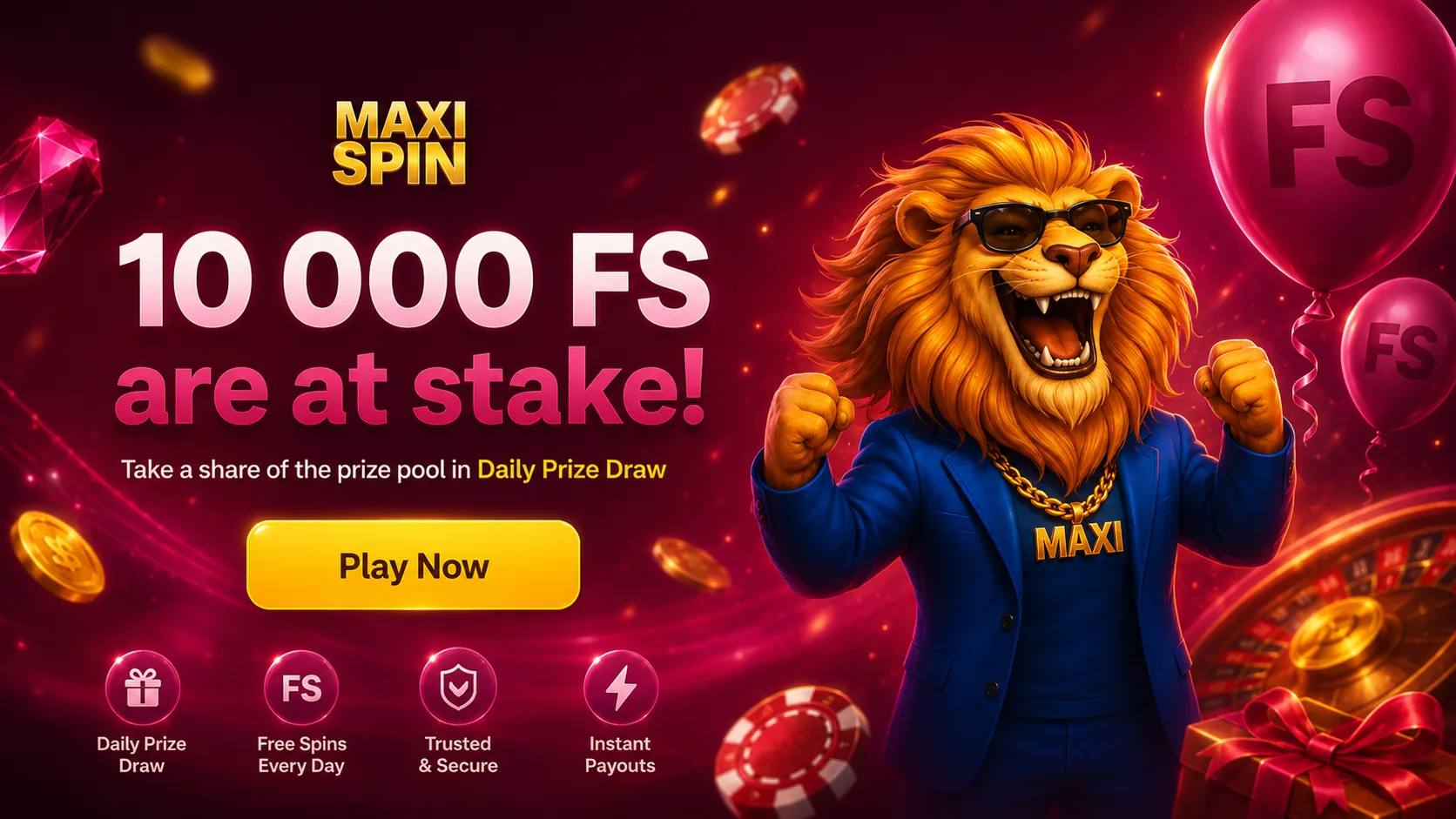 Maxispin Casino free spins promotion banner