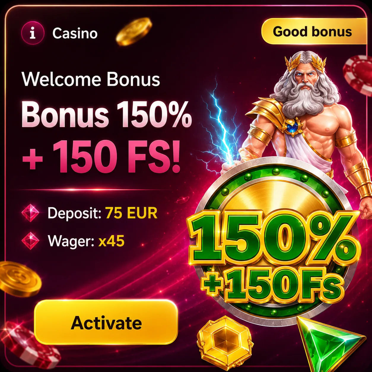 Maxispin Casino welcome bonus and free spins media